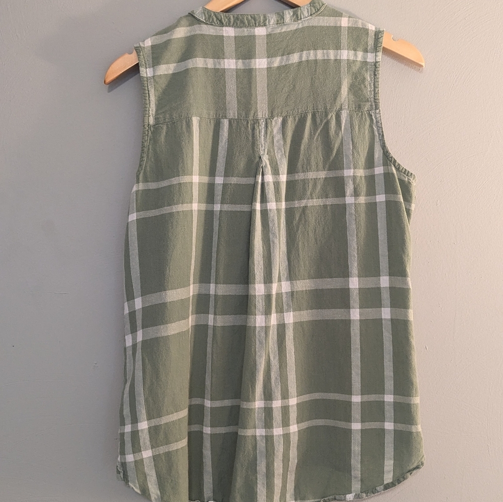 Mountain Khakis Green Plaid Sleeveless Women's Top - Picture 3 of 4